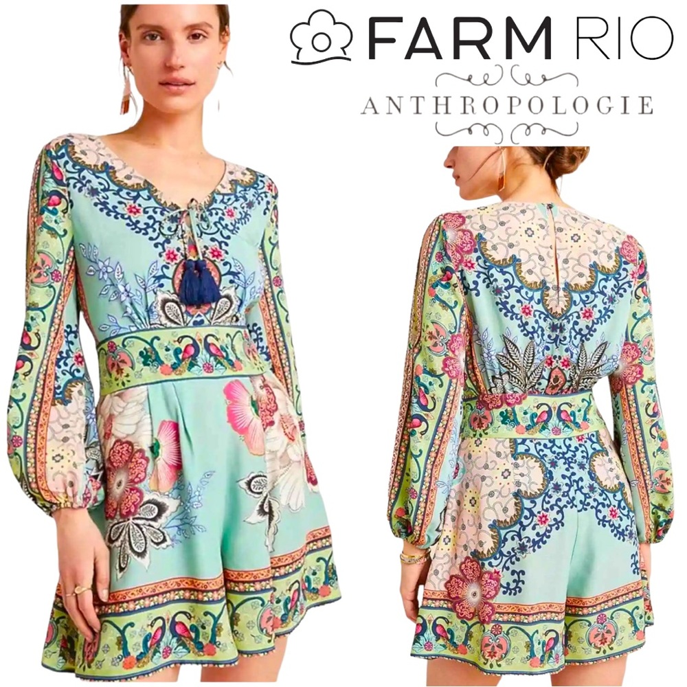 Farm Rio for Anthropologie Caversham Romper SMALL